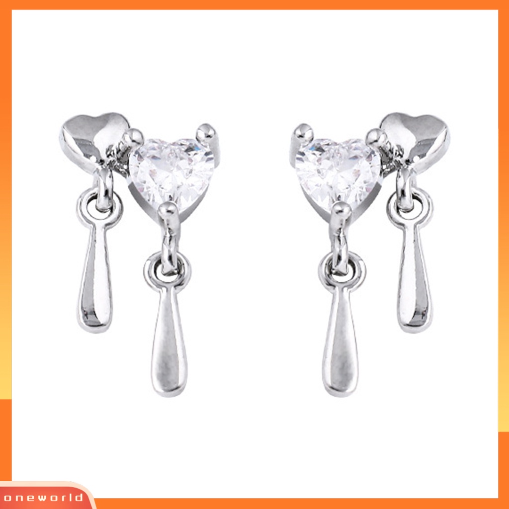 [WOD] Anting Tusuk Anti Alergi All-match Hias Berkilau Manis Cinta Hati Asimetris Menjuntai Earrings Untuk Pacaran