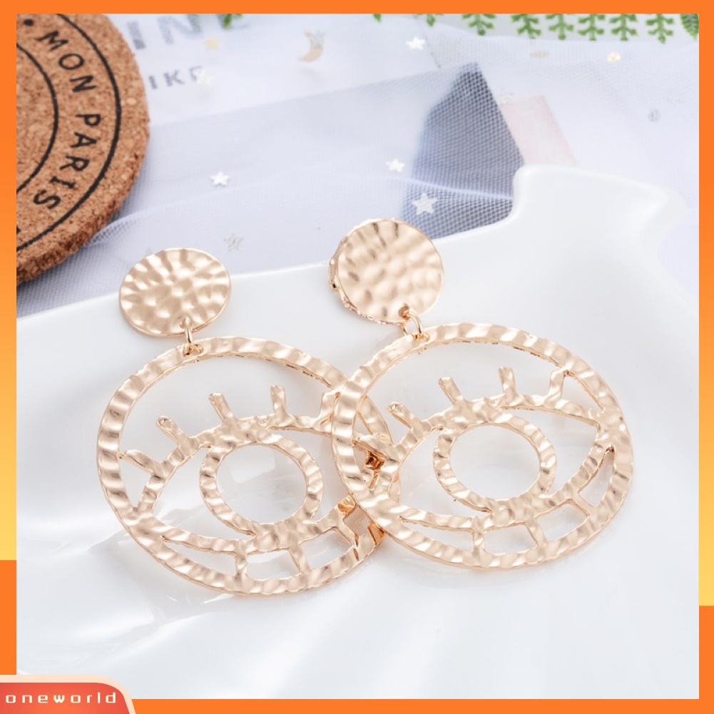 [WOD] Wanita Melubangi Desain Bulat Tetesan Telinga Bentuk Mata Ear Stud Earrings