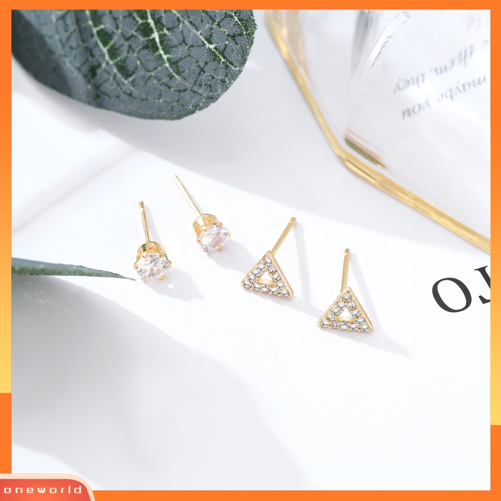 [WOD] Wanita Fashion Cubic Zirconia Lengkung C Bentuk Telinga Stud Earrings Perhiasan Aksesori