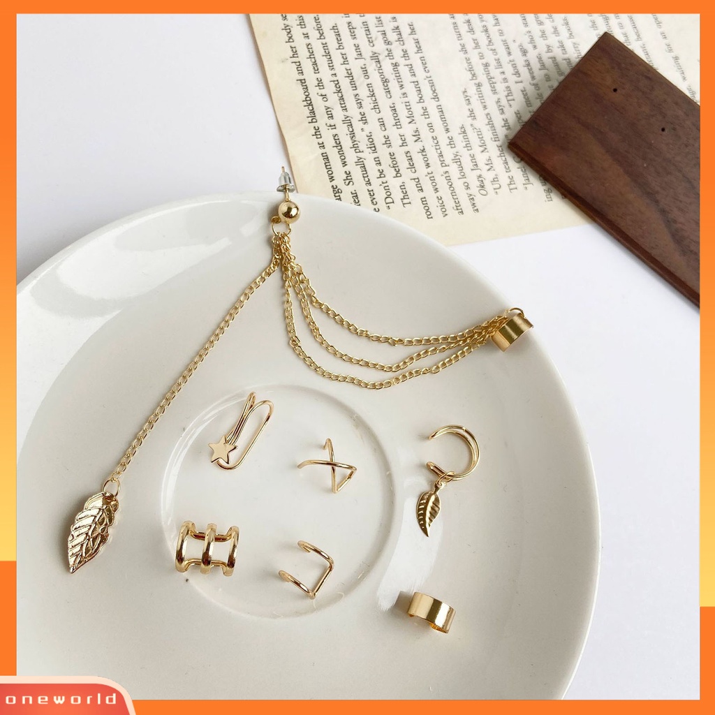 [WOD] 5pcs /Set Atau 7Pcs /Set Anting Desain Bungkus Fashion Bahan Metal Tanpa Tindik Klip Manset Telinga Untuk Wanita