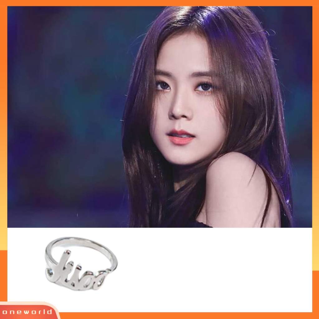 [WOD] Cincin Hitam-Pink Huruf Member Desain Idola Peripherals Alloy Cincin Jari Hias Untuk Unisex