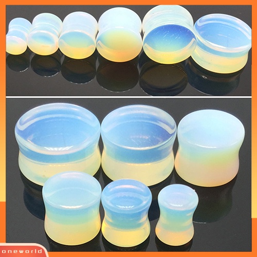 [WOD] 1pc 5-18mm Opalite Double Flared Saddle Gauges Ear Plug Tindik Tandu Keren