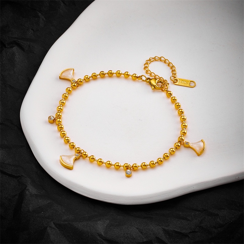 Gelang tangan biji kipas titanium stainless steel 316L anti karat harga grosir bisa bayar di tempat