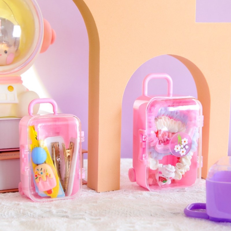 Mini Roller Travel Suitcase Candy Box/ Kepribadian Kreatif Pernikahan Kasus Plastik/ Bagasi Troli Mainan Kecil Storage Box Organizer