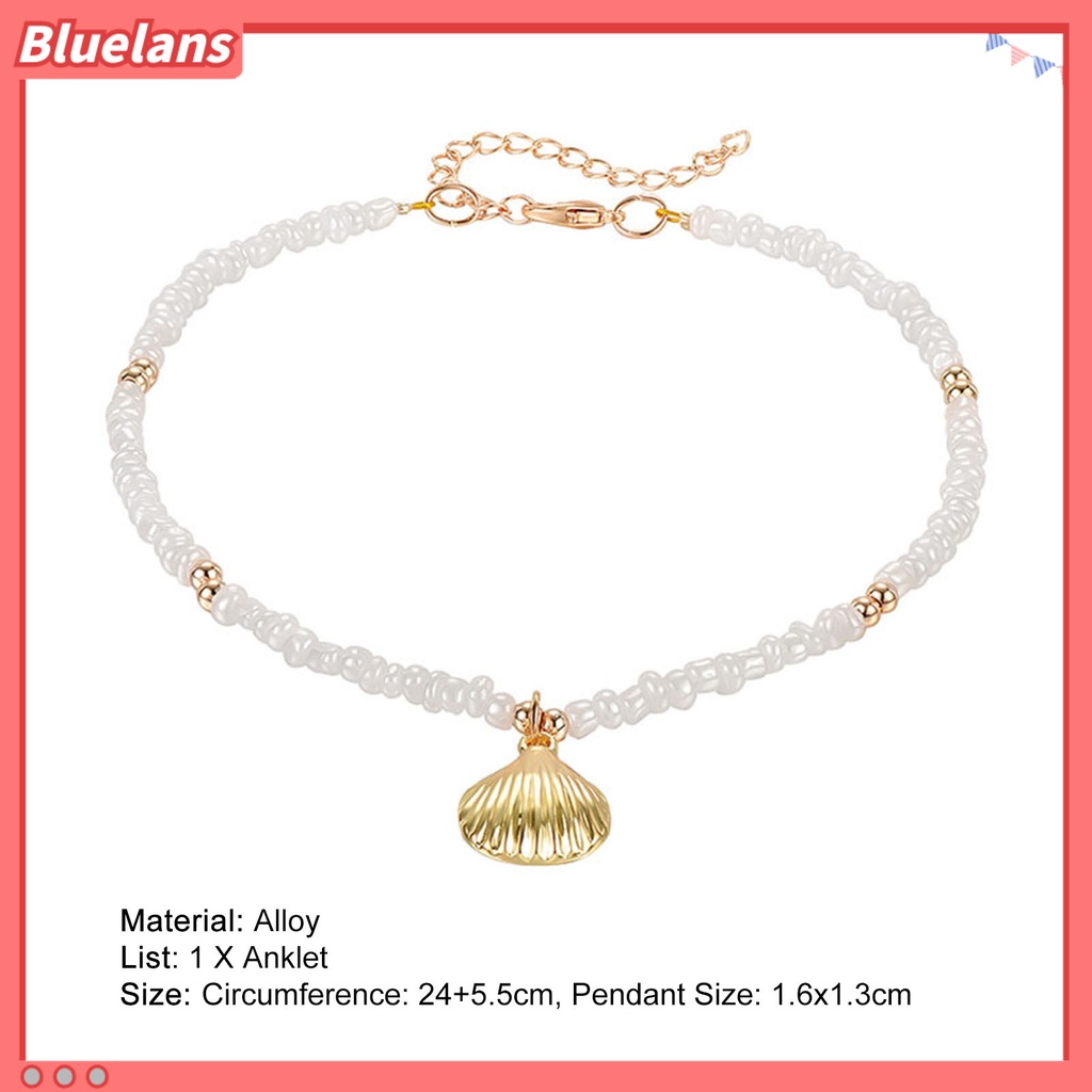 [BLS] Wanita Gelang Kaki Kerang Liontin Temperamen Elegan Adjustable Dipanjangkan Rantai Dekoratif Hadiah Mutiara Imitasi Musim Panas Pantai Barefoot Gelang Kaki Perhiasan