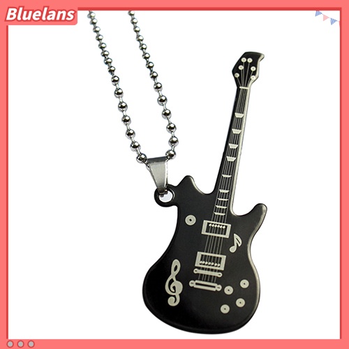 [BLS] Kalung Sweater Rantai Manik-Manik Liontin Gitar Unisex Pria Wanita Perhiasan Fashion