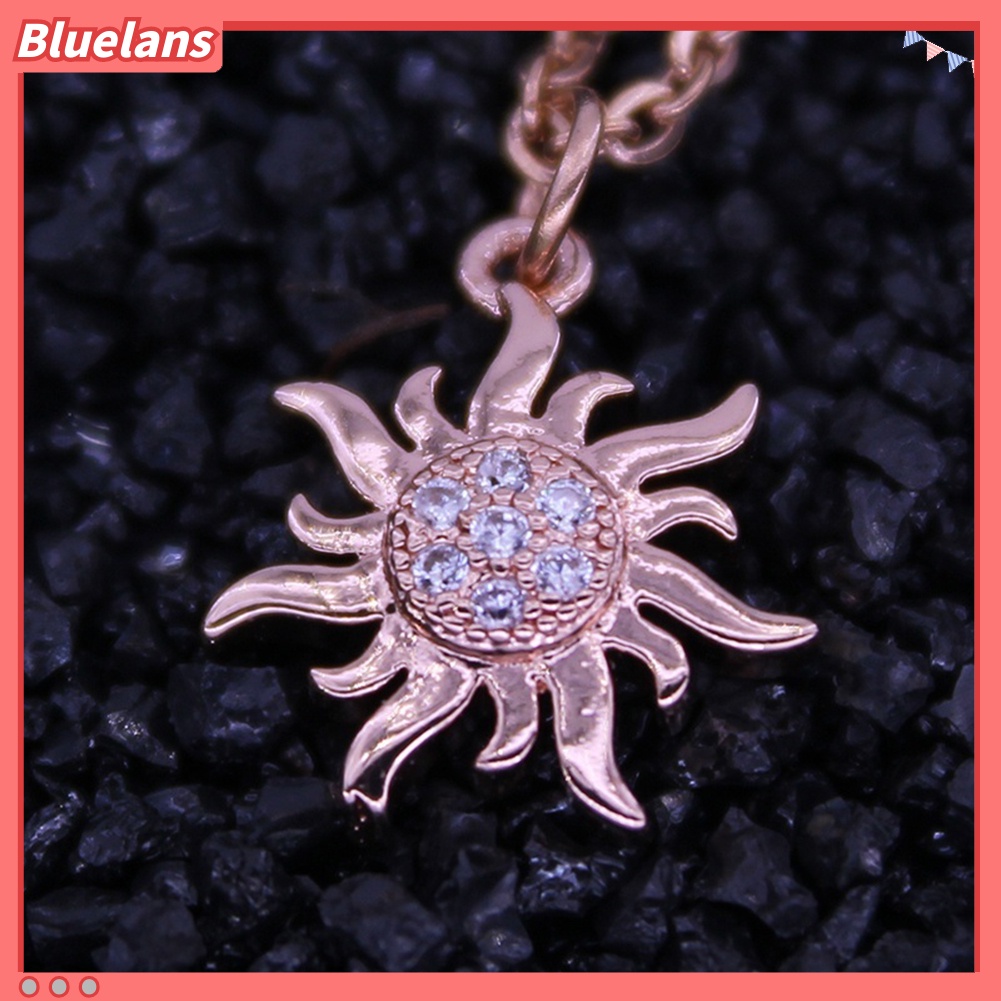 [BLS] Fashion Perhiasan Wanita Berlian Imitasi Mengkilap Matahari Liontin Kalung Hadiah Natal