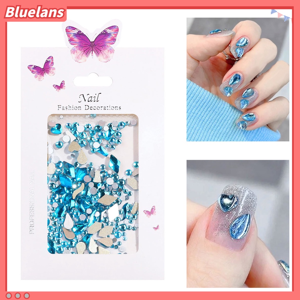 [BLM] 1bag Dekorasi Kuku High Gloss Bentuk Campur Ringan Flat Bottom Special-shaped Nail Rhinestone Untuk Wanita