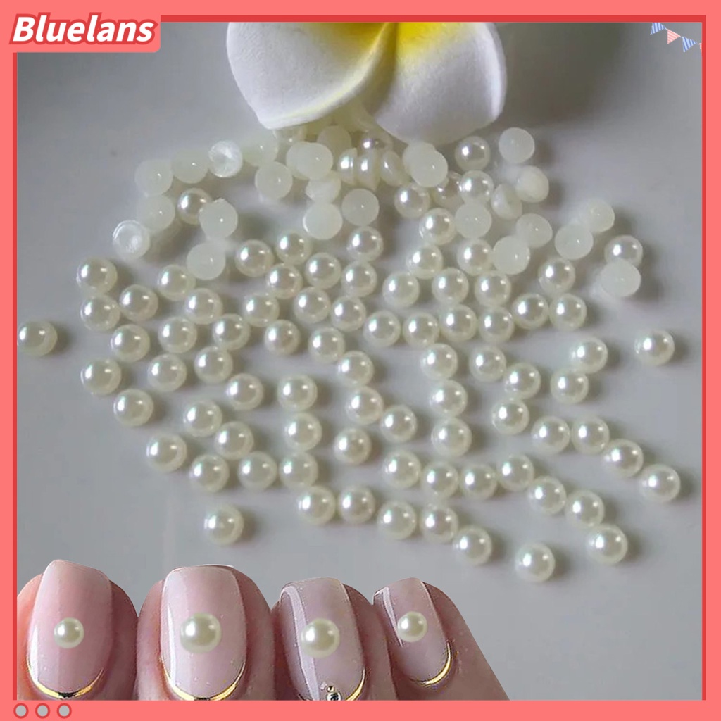 [BLM] 1tas Nail Art Dekorasi Gaya Jepang Tiga Dimensi DIY Mini Setengah Bulat Faux Pearl Nail Charms Untuk Manicurist