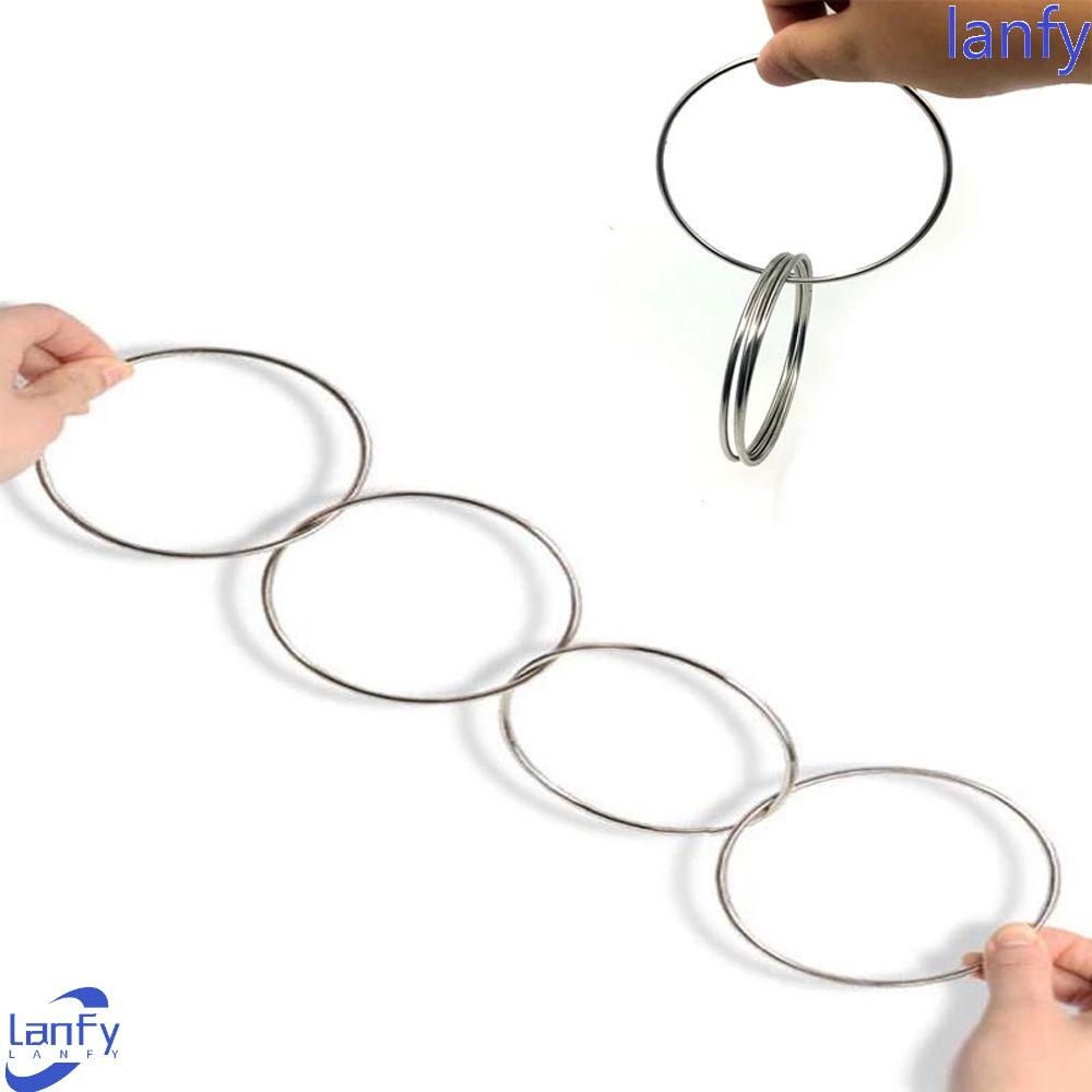 Lanfy Magic Rings Joke Props Tools 4pcs Hoops Sambung Ajaib Klasik Close-up Alat Peraga Sulap Magic Iron Hoops