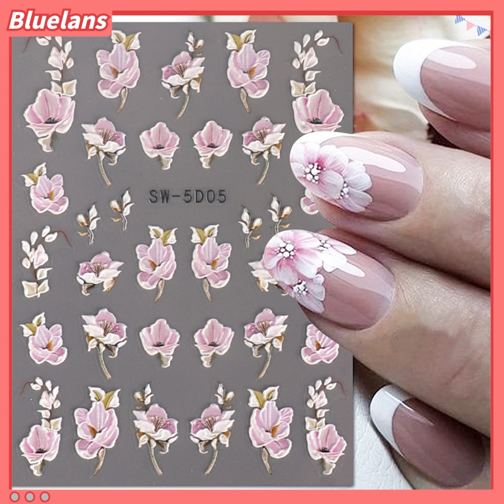 [BLM] Stiker Nail Art Tiga Dimensi 5D Relief Perekat Diri Tidak Luntur DIY Musim Semi Musim Panas Bunga Matahari Pola Bunga Manikur Stiker Salon Kuku Pasokan