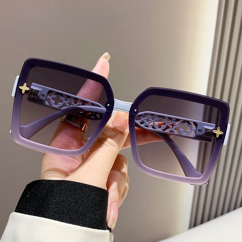 Fashion Square Aesthetic Shades Sunglasses Untuk Wanita/Men Metal Frame Sunglasses Eyewear