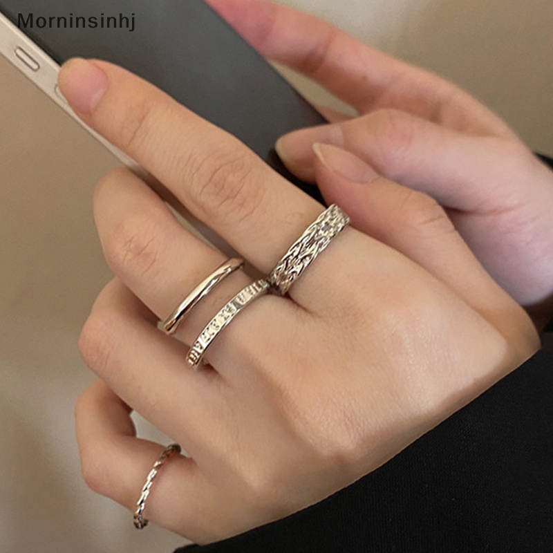 Mornin 3PCS Fashion Vintage Punk Adjustable Finger Rings Retro Warna Silver Opening Knuckle Unisex Trendy Cincin Untuk Wanita Perhiasan Hadiah id