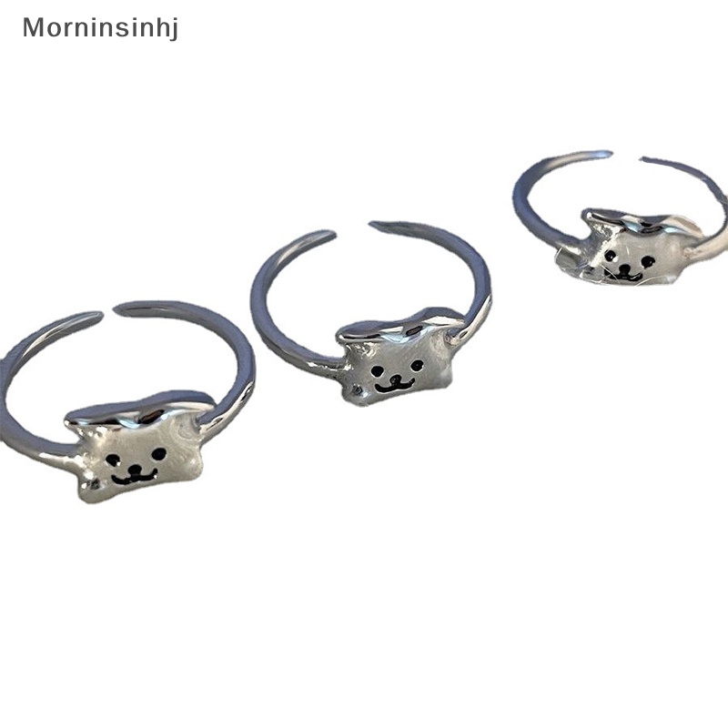 Mornin Warna Silver Kartun Anjing Lucu Cincin Puppy Finger Ring Light Open Adjustable Knuckle Ring Untuk Wanita Fashion Perhiasan Hadiah id