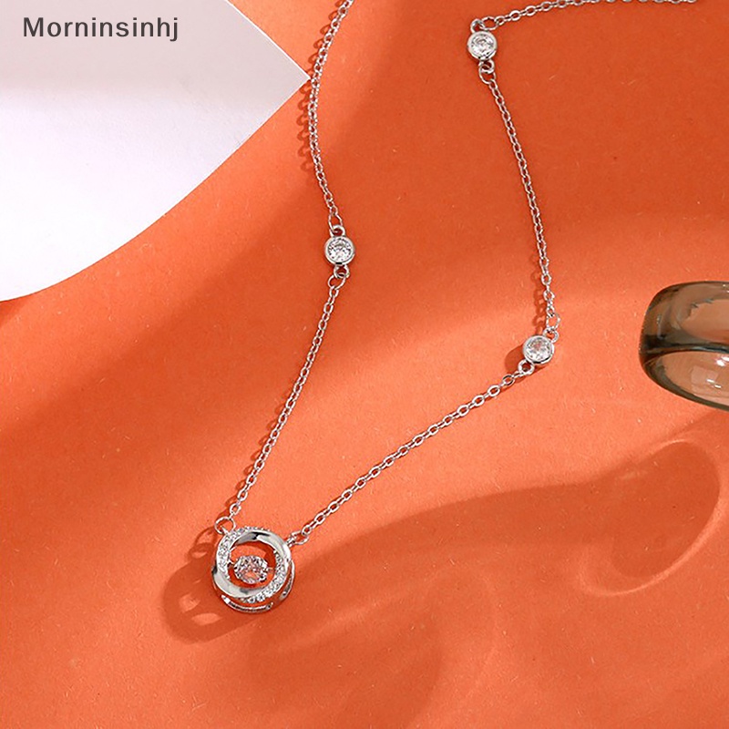 Mornin Kalung Liontin Kristal Hollow Fashion Korea Rantai Warna Silver Untuk Wanita Pernikahan Perhiasan Aesthetic id