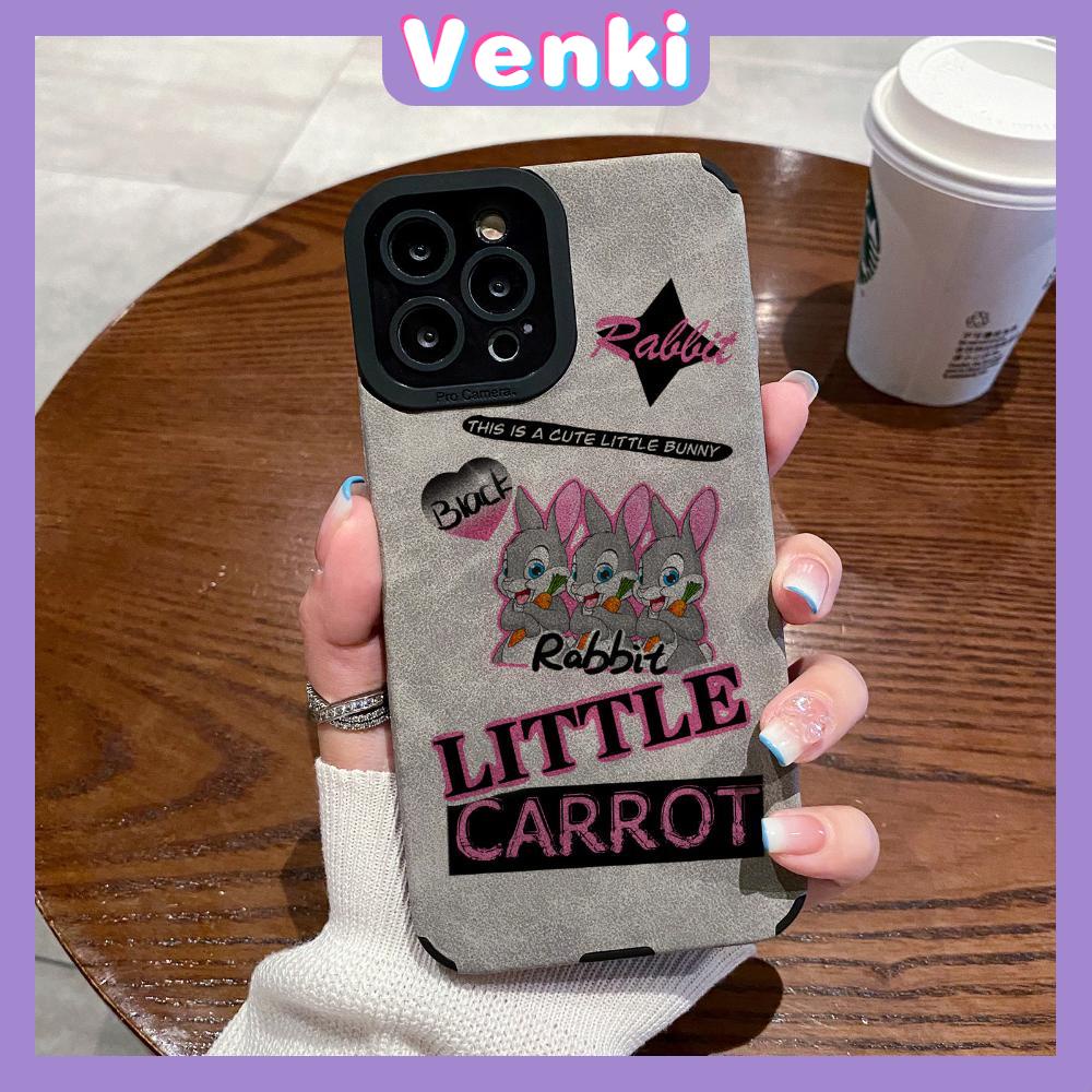 VENKI - Untuk iPhone 11 Case Leather Pupil Suede Case Soft Shockproof Case Camera Simple Cute Bunny Kompatibel dengan iPhone 14 13 Pro max 12 Pro max xr xs 7Plus 8Plus