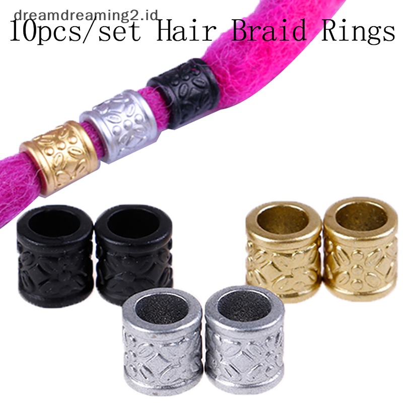 (drea) 10pcs/pack Dreadlock Rambut Kepang Cincin Manik-Manik Gimbal Manset Klip Aksesoris Rambut //