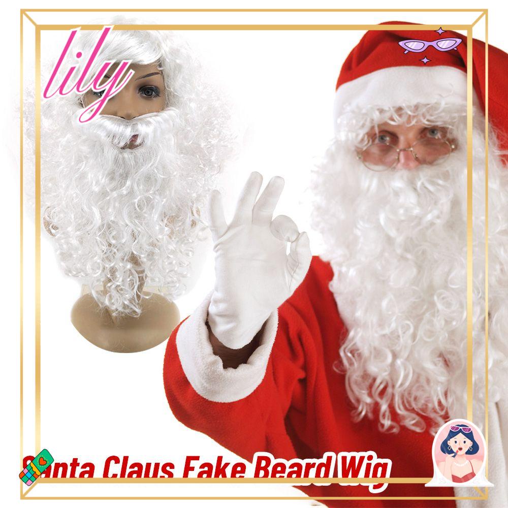 Lily Santa Wig Hot Party Carnival Rambut Pendek Wig Jenggot