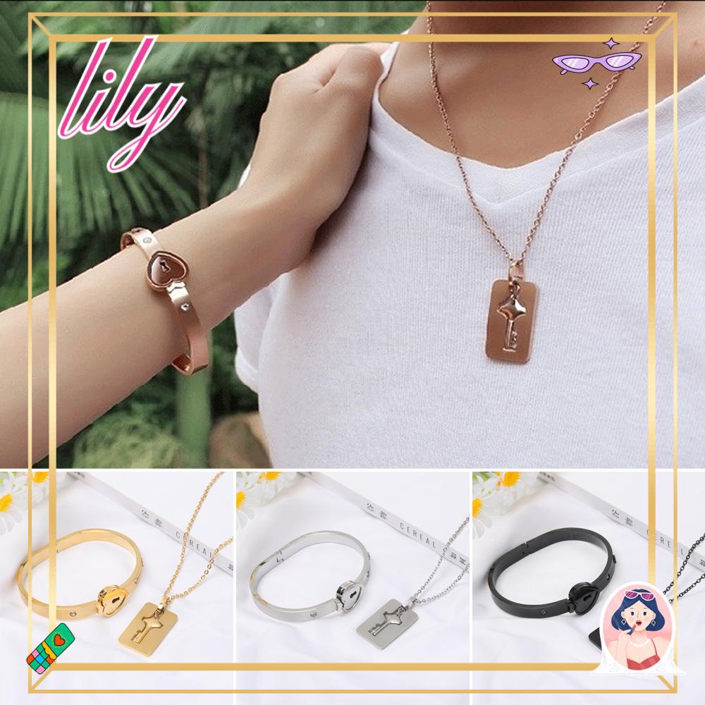 Lily Concentric Lock Key Fashion Pria Dan Wanita Perhiasan Kalung