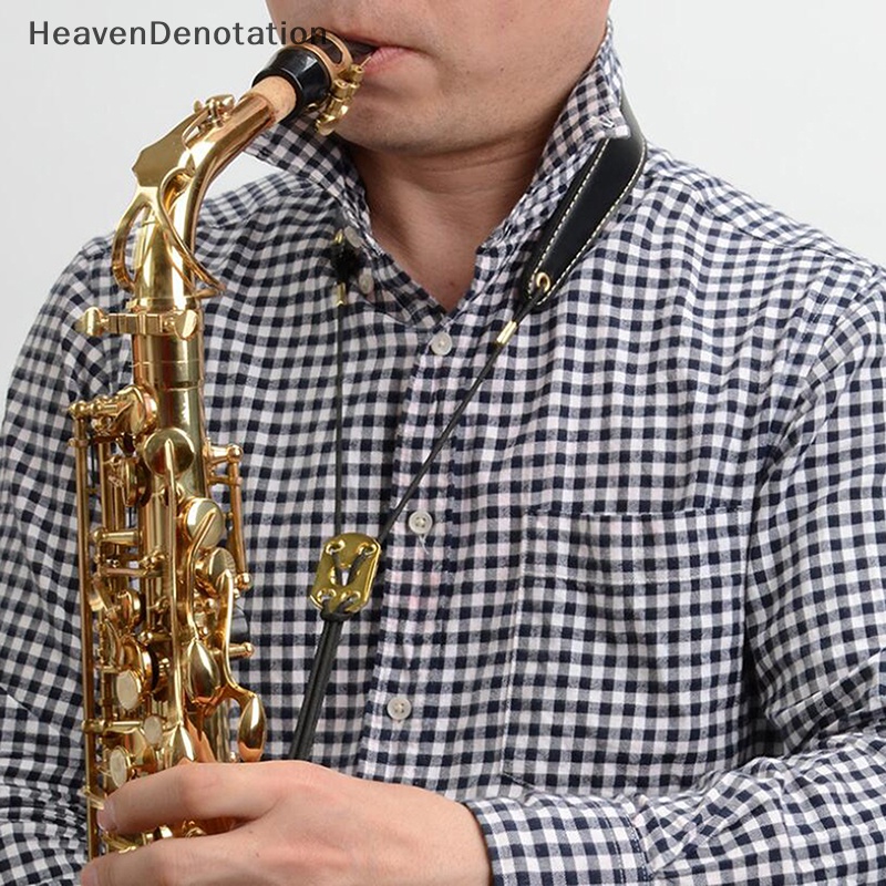 [HeavenDenotation] Adjustable Saxophone Neck Padded Leather Strap Sax Harness Tali Sabuk Gantung HDV