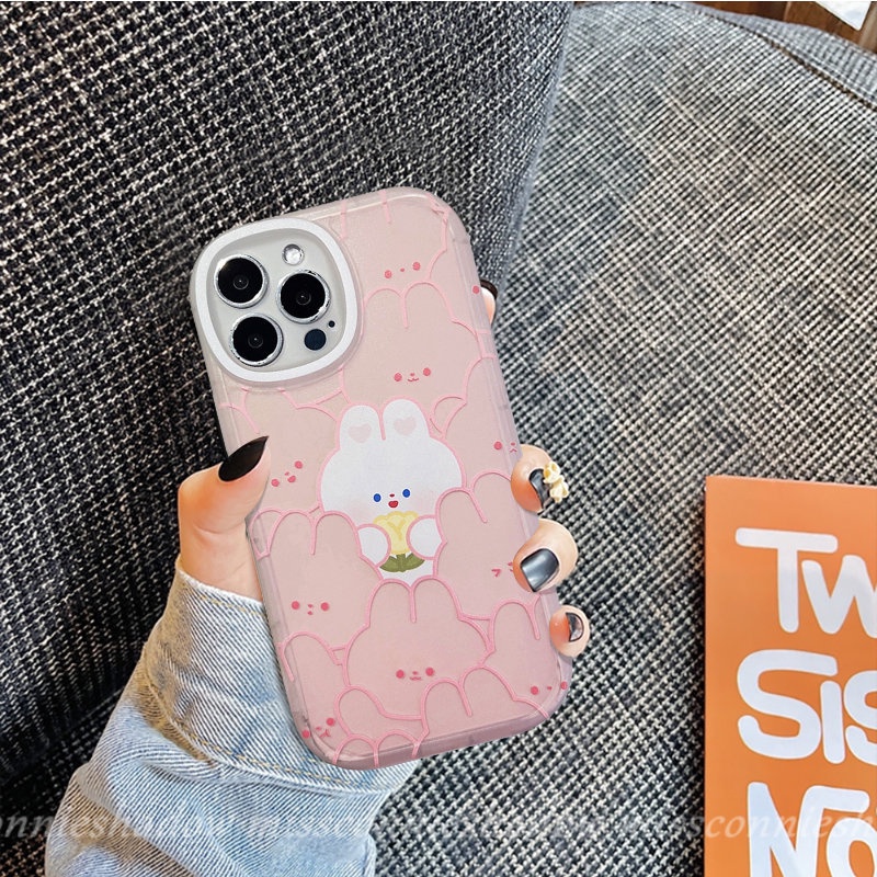 Casing Kartun Kelinci Pink Yang Indah Untuk Infinix Hot 10s 11 10 Lite 10T 11s Smart 5 6 Hot 10T 10s 11 10 9 11s Play Note 8bunga Biru Peach Lucu Shockproof Lembut TPU Penutup Belakang