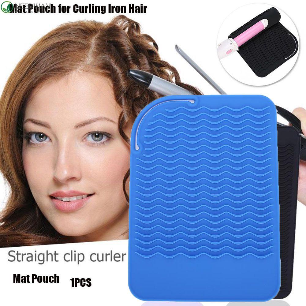 Needway Silicone Mat Pouch Portable Salon Alat Pangkas Rambut Alat Styling Multi Fungsi Untuk Besi Datar