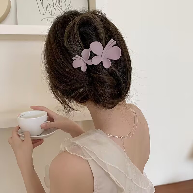 1pc Fashion Klip Rambut Plastik Aksesoris Rambut Kupu-Kupu Hair Claw Clip Jepitan Besar Jepit Rambut Hiasan Kepala Duckbill Sederhana Untuk Wanita Perempuan