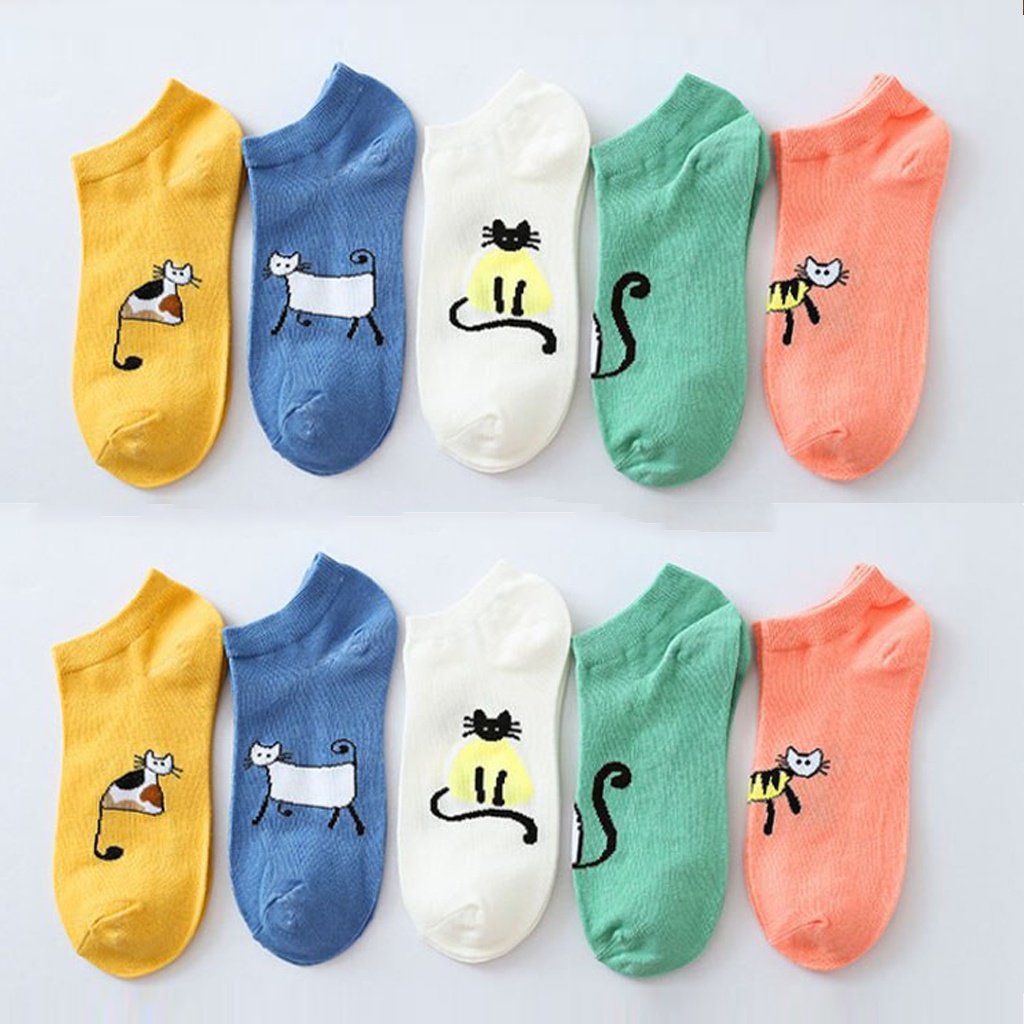 INFY - Kaos Kaki Motif Kucing Lucu Bahan Katun Kaos Kaki Laki-Laki Perempuan KK128