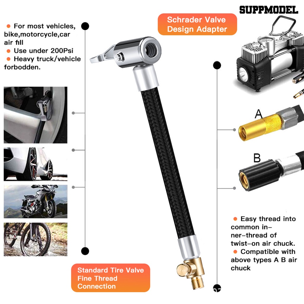 [SM] Selang Angin Ban Flexible Karet Anti Bocor Ban Mobil Sambungan Angin Pengunci Air Chuck Aksesoris Sepeda