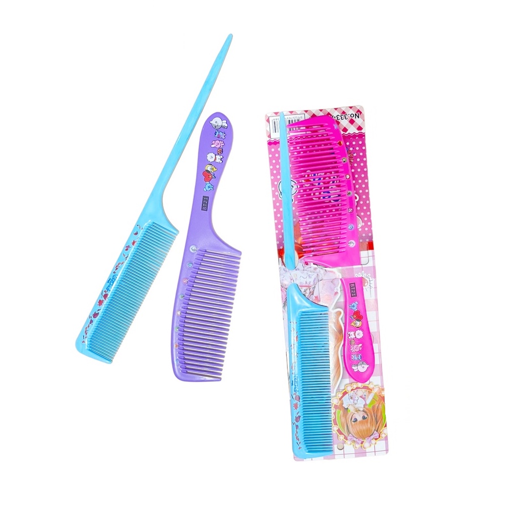 SISIR RAMBUT ANAK KARAKTER SET 2PCS / SISIR SET WARNA KOREA / SISIR GAGANG JUMBO SISIR RUNCING / SISIR RAMBUT IMPORT SOUVENIR KADO HADIAH GIFT