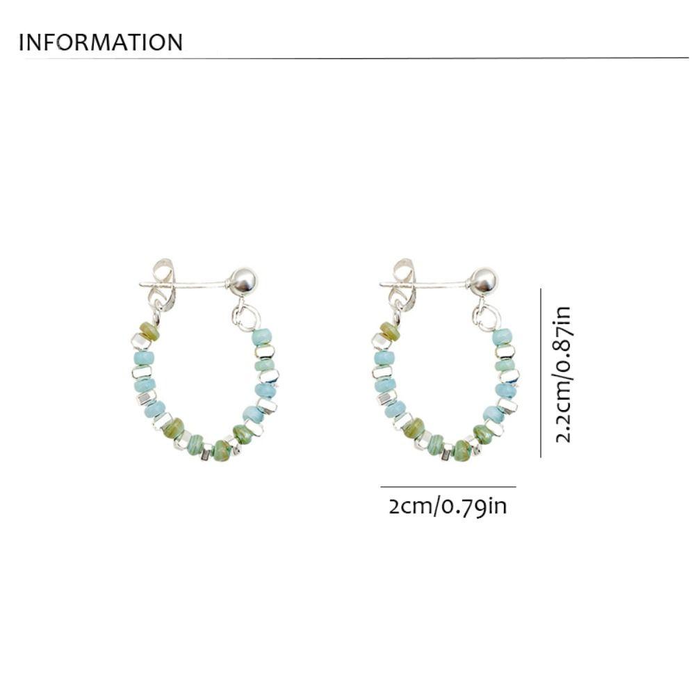 Needway Y2K Manik-Manik Anting Pesta Elegan Biru Manis Harajuku Sederhana Wanita Stud Earrings