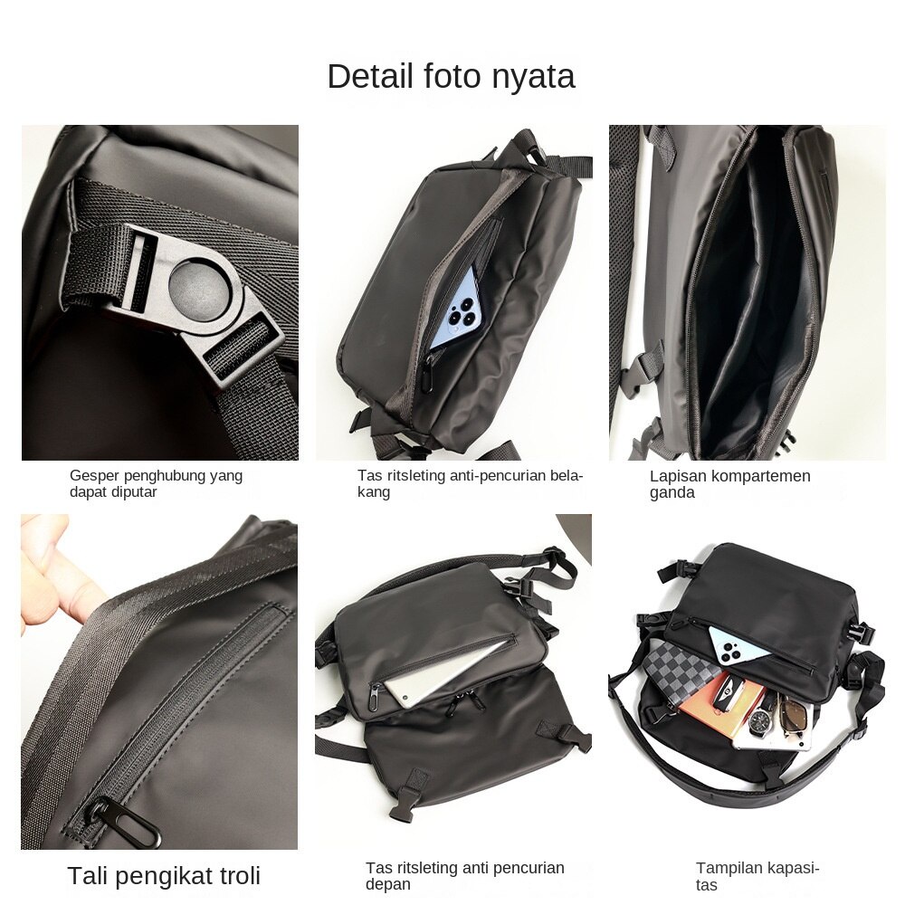 CSONLINEMALL Tas Selempang Pria Tas Bahu Ransel Messenger Bag Tahan Air Oxford Tas Selempang Kapasitas Besar Tas Selempang Kasual Sederhana Olahraga Tas Jalanan untuk Pria Pria Pelajar Remaja