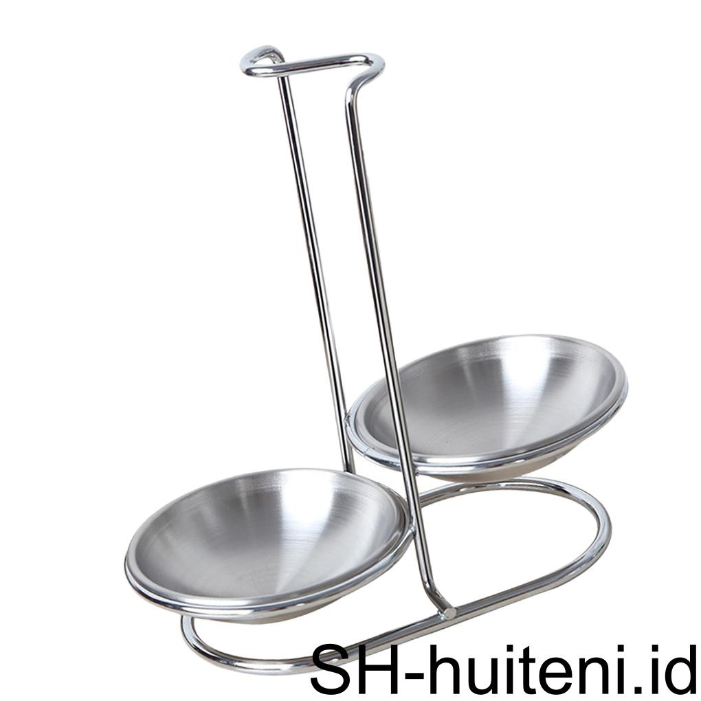 Saringan Sendok Vertikal Dapur Sendok Istirahat Rak Ladle Holder Stainless Stand Double Spoon