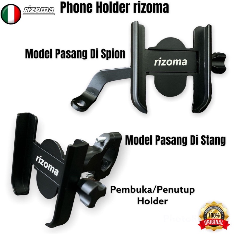 Holder Hp + Charger Bahan Full Cnc Universal Jepit Stang Dan jepit Stang PANCA