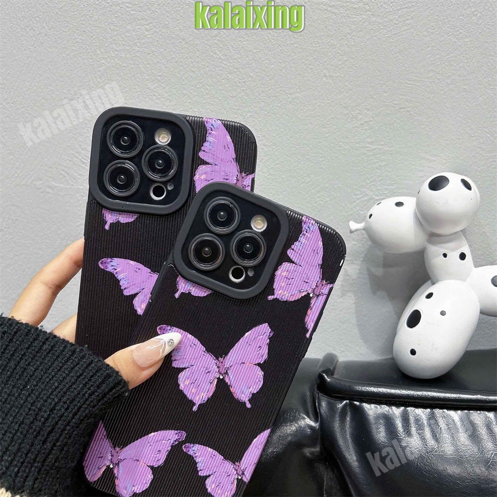 IPHONE Soft Case Kupu-Kupu Hitam Untuk Iphone11 12 13 14 Pro Max14 Plus Xs Max X XR 7 8 Plus Sarung Belakang Lembut