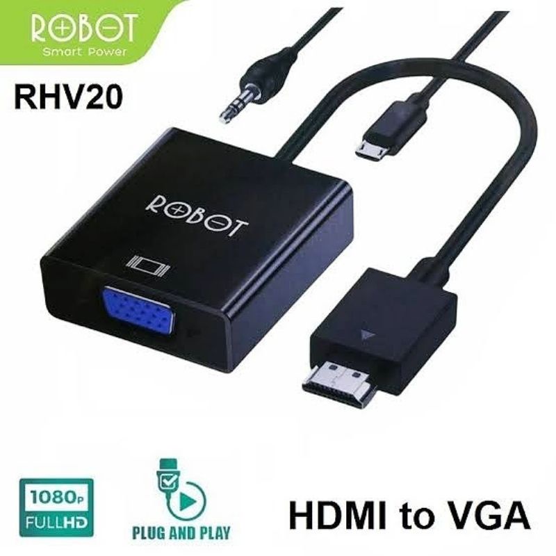 SAMBUNGAN HDMI TO VGA ADAPTER LAPTOP/PC FULL HD 1080P (ROBOT R-HV) robot