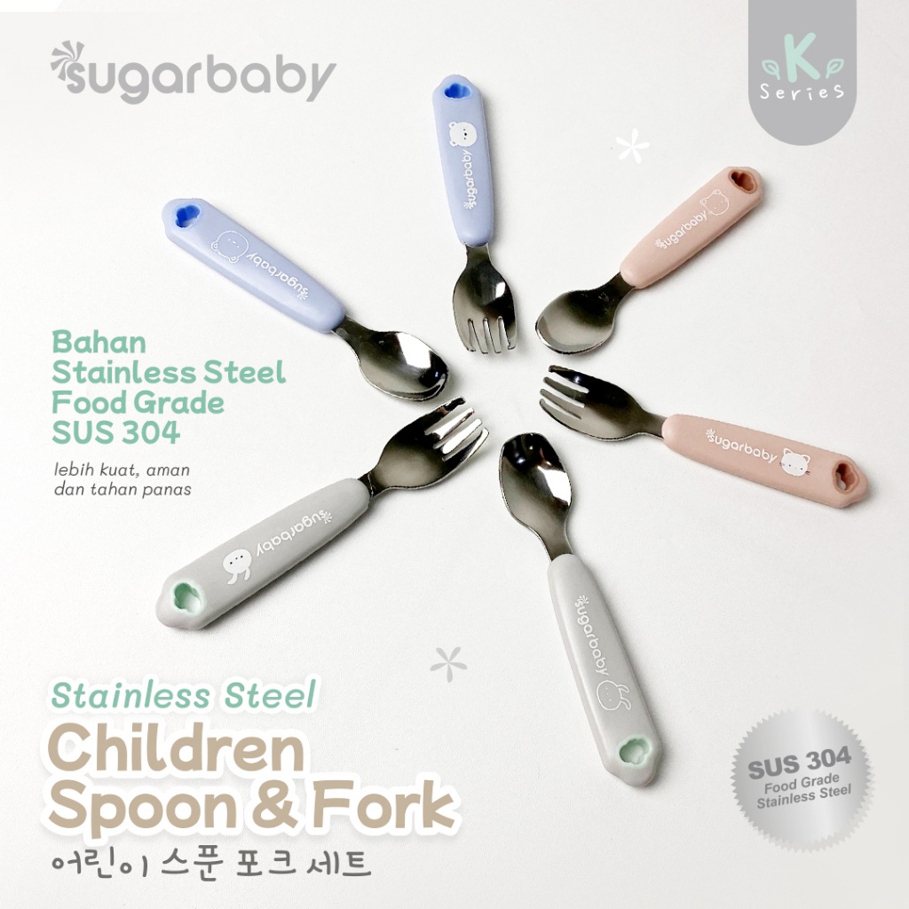 SUGAR BABY STAINLESS STEEL SPOON &amp; FORK/ SENDOK GARPU ANAK/ SUGAR BABY