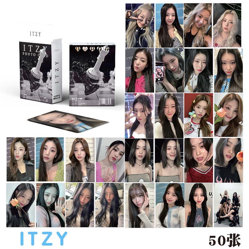 50pcs /box Id-HYPEN ITZY NMIXX Kep1er STAYC Photocards Album Laser Lomo Kartu Kpop Postcards