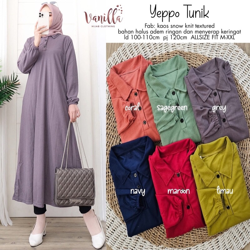 YEPPO TUNIK ORI VANILLA | Kaos snow Knit Tekstur