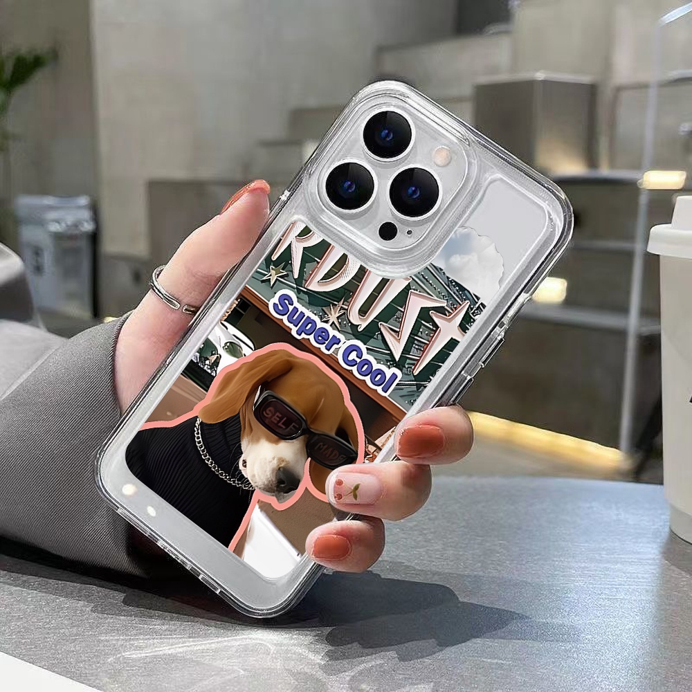 Casing Kucing Anjing Keren Untuk Oppo Realme C11 C15 C2 C20 C21 C21Y C25Y C30 C31 C35 C55 10 Pro 9i 9Pro Q5i V23 V11 Reno8 7 6 6Pro Find X5 X5Pro 4SE Akrilik Ruang TPU Penutup Belakang