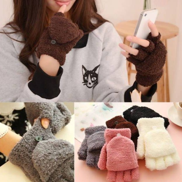 Winter Wool Trim Gloves Hand Warmer Sarung Tangan Musim Dingin Woman Kids