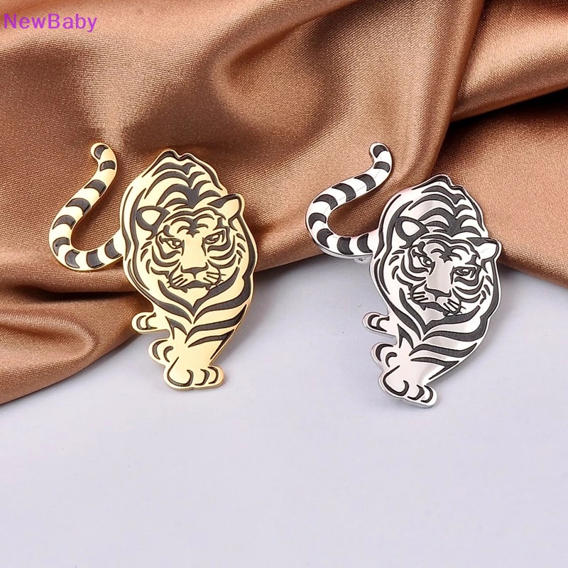 Newbaby Pria Kemeja Enamel Broche Macan Hidup Bros Pin Zodiak Hewan Lucu Bros ID