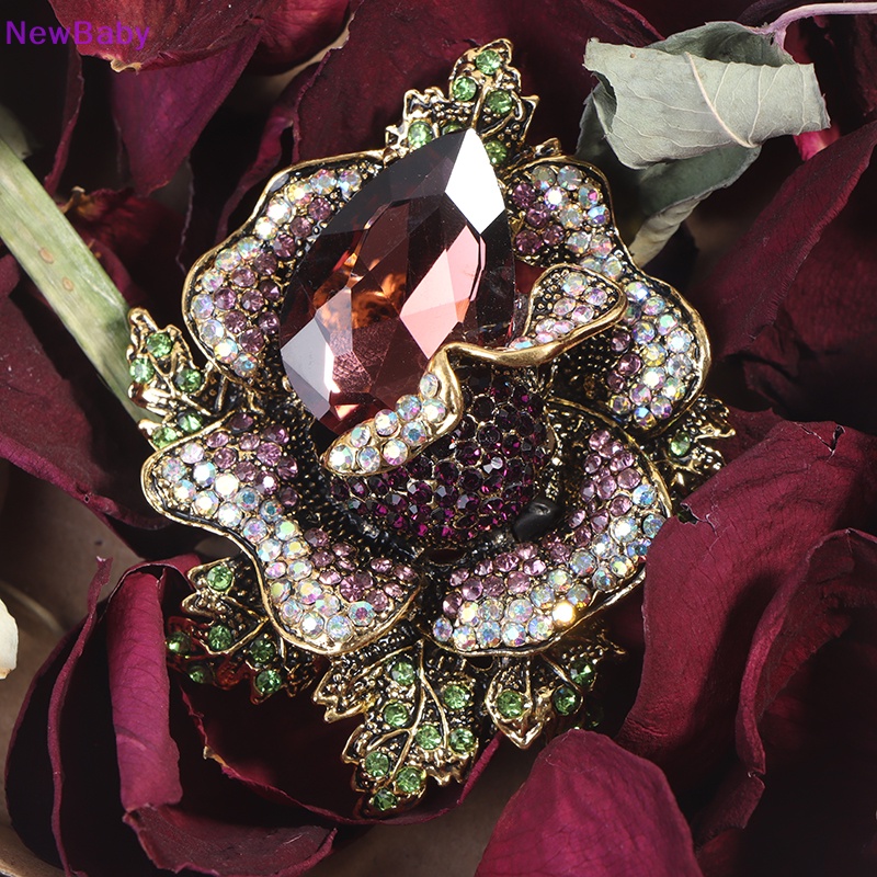 Newbaby 1Pc Berlian Imitasi Bunga Besar Bros Wanita Mantel Brooch Pin Aksesoris Fashion ID