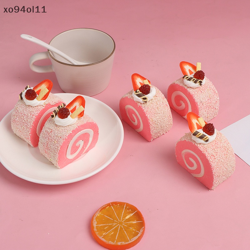 Xo Krim Simulasi Swiss Roll Buah Buatan Kue Manusia Hidup Palsu Miniatur Makanan OL