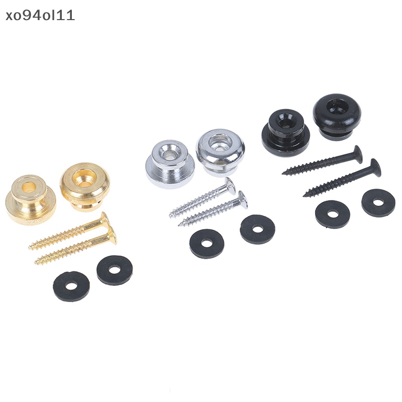Xo 2PCS /Pasang Kunci Tali Gitar chrome belt lock button buckle Aksesoris Gitar OL