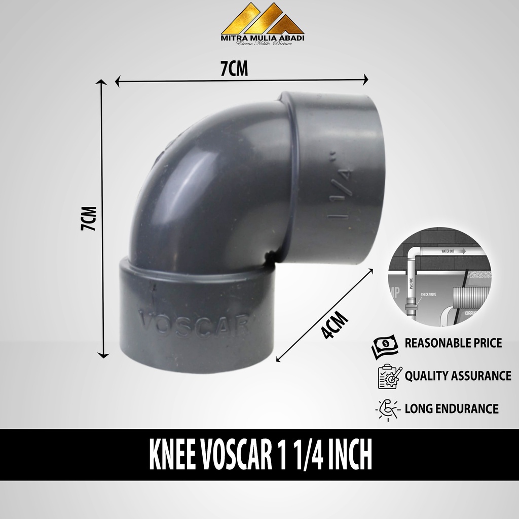 Knee/Elbow merk VOSCAR / Sambungan Pipa 1 1/4 Inch