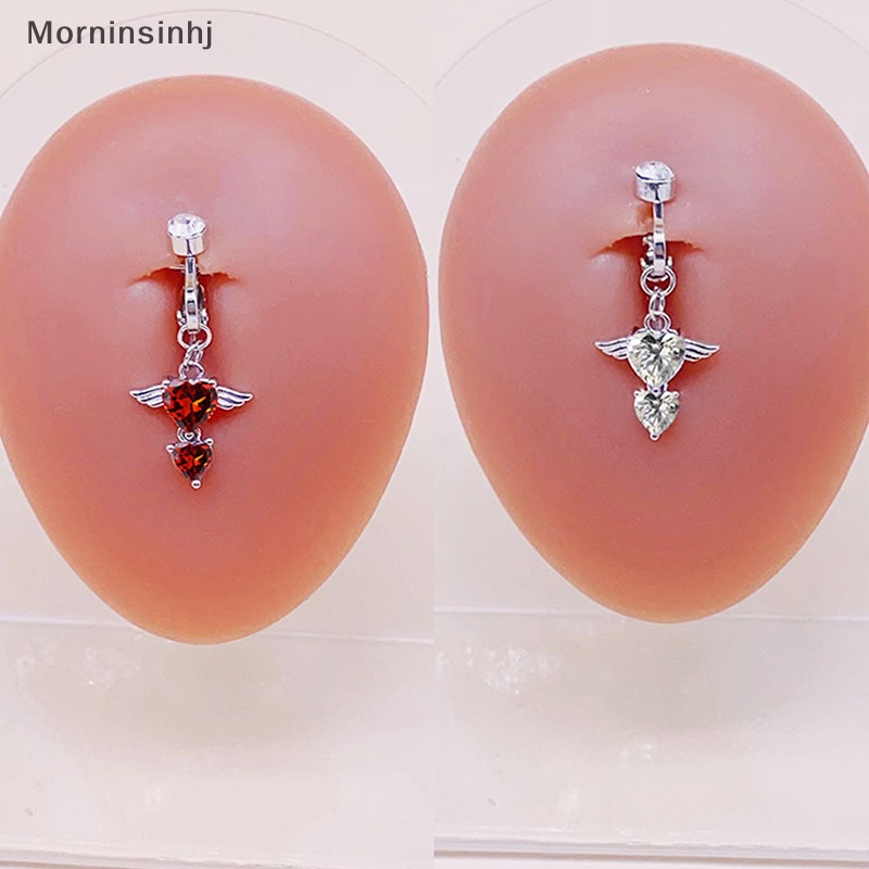 Mornin Gratis Meninju Bentuk Hati Wings Belly Button Rings Perut Palsu Heart Clip On Pusar Pusar Pusar Pusar Pusar Untuk Wanita Tubuh Perhiasan Sexy id