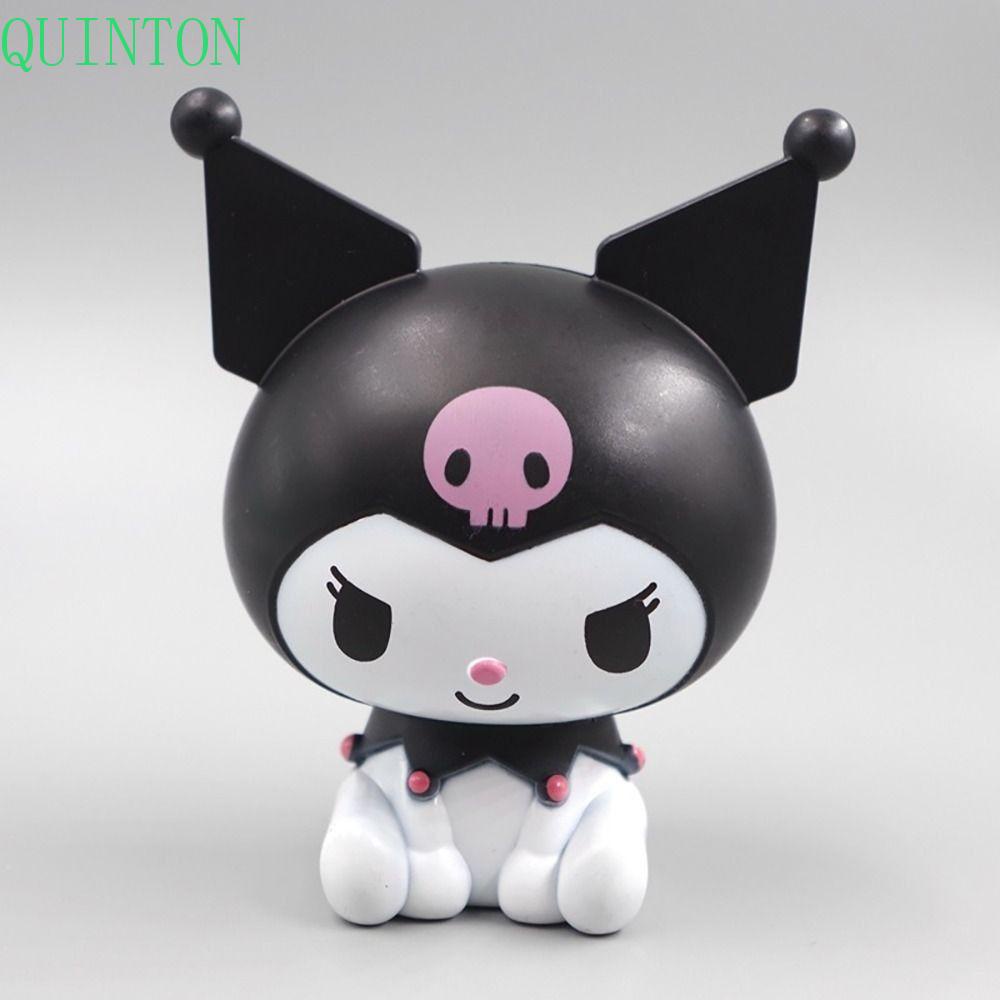 Boneka Figure QUINTON Kuromi Kawaii Collection Model Desktop Mainan Cinnamoroll Dekorasi Mobil Diy Kue Action Figure