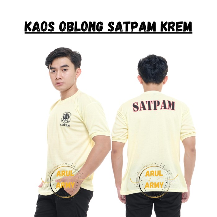 BAJU KAOS SATPAM KREM  KAOS CREAM SATPAM SERAGAM SATPAM KREM - OBLONG KREM, M