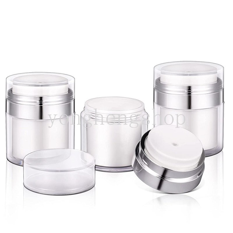 15 /30 /50ml Airless Pump Kosmetik Jar Travel Portable Lotion Dispenser Krim Wajah Kosong Isi Ulang Tekan Type Vacuum Bottle Cream Jar Vials Wadah Krim Tabir Surya